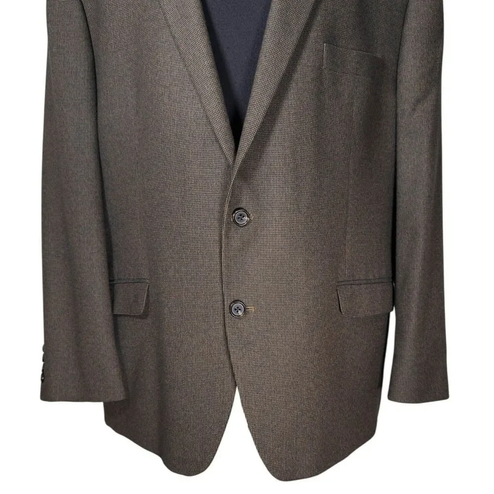 Ralph Lauren Mens Blazer 50R Brown Blue Check Stretch Sport Coat 2 Button Jacket